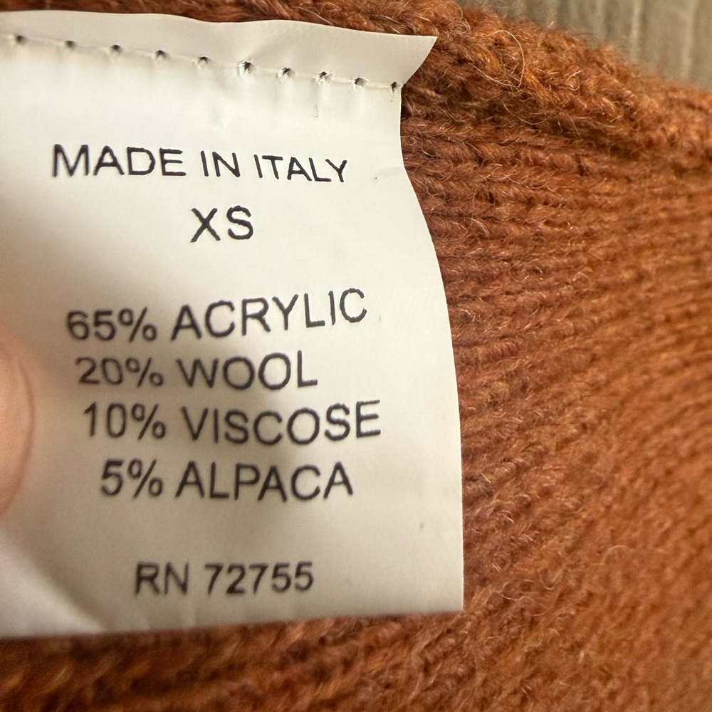 Anthropologie Maison Pholya Italian Alpaca Wool Blend Cardigan XS Luxury Orange - Picture 6 of 6